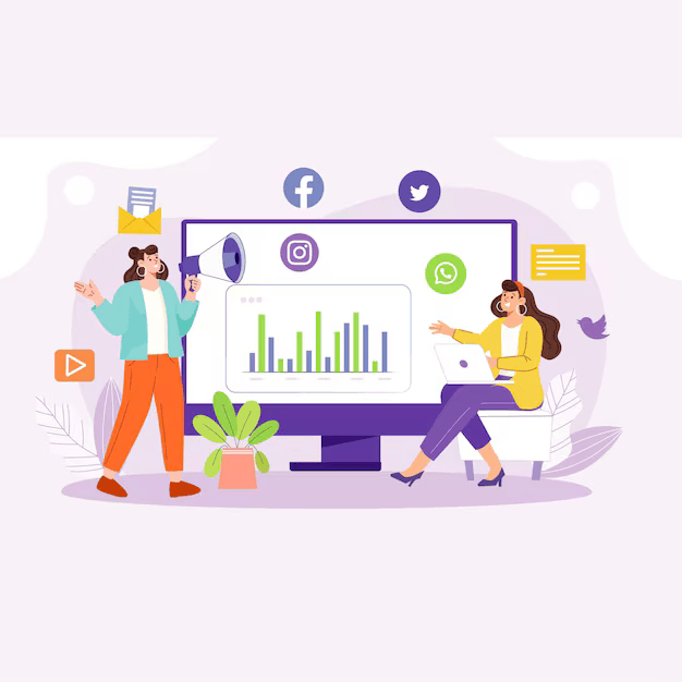 Social media marketing analytics laptop screen