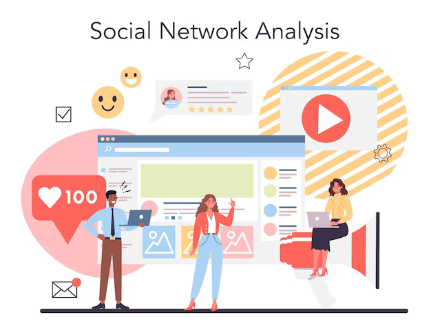 Social media marketing analytics dashboard laptop