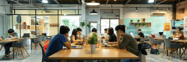 Startup co working incubator space entrepreneurs working