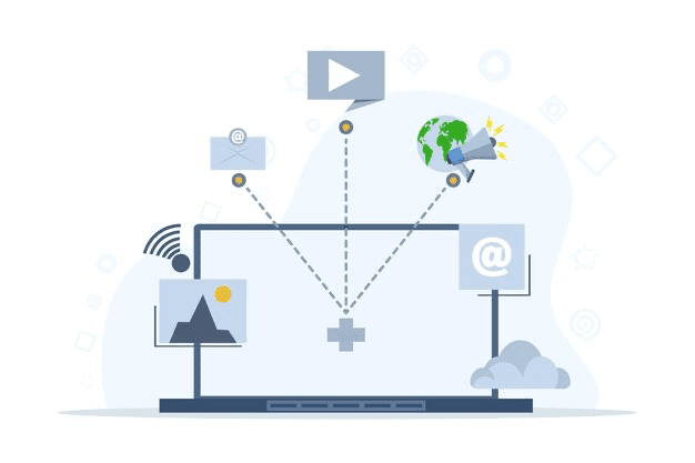 Digital platform ecosystem network illustration